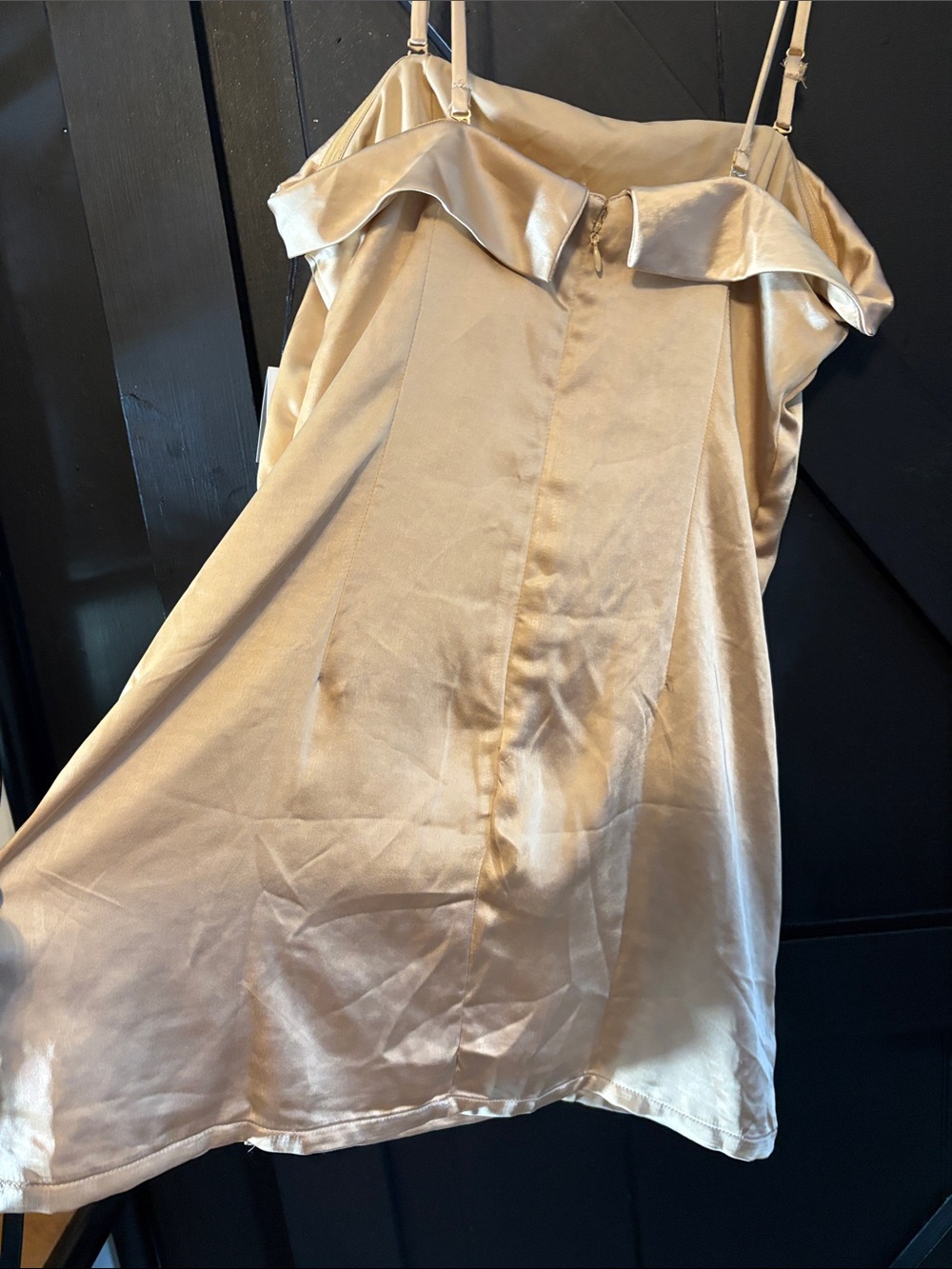 Ardene Champagne Satin Cowl Neck Mini Dress - Picture 3 of 8